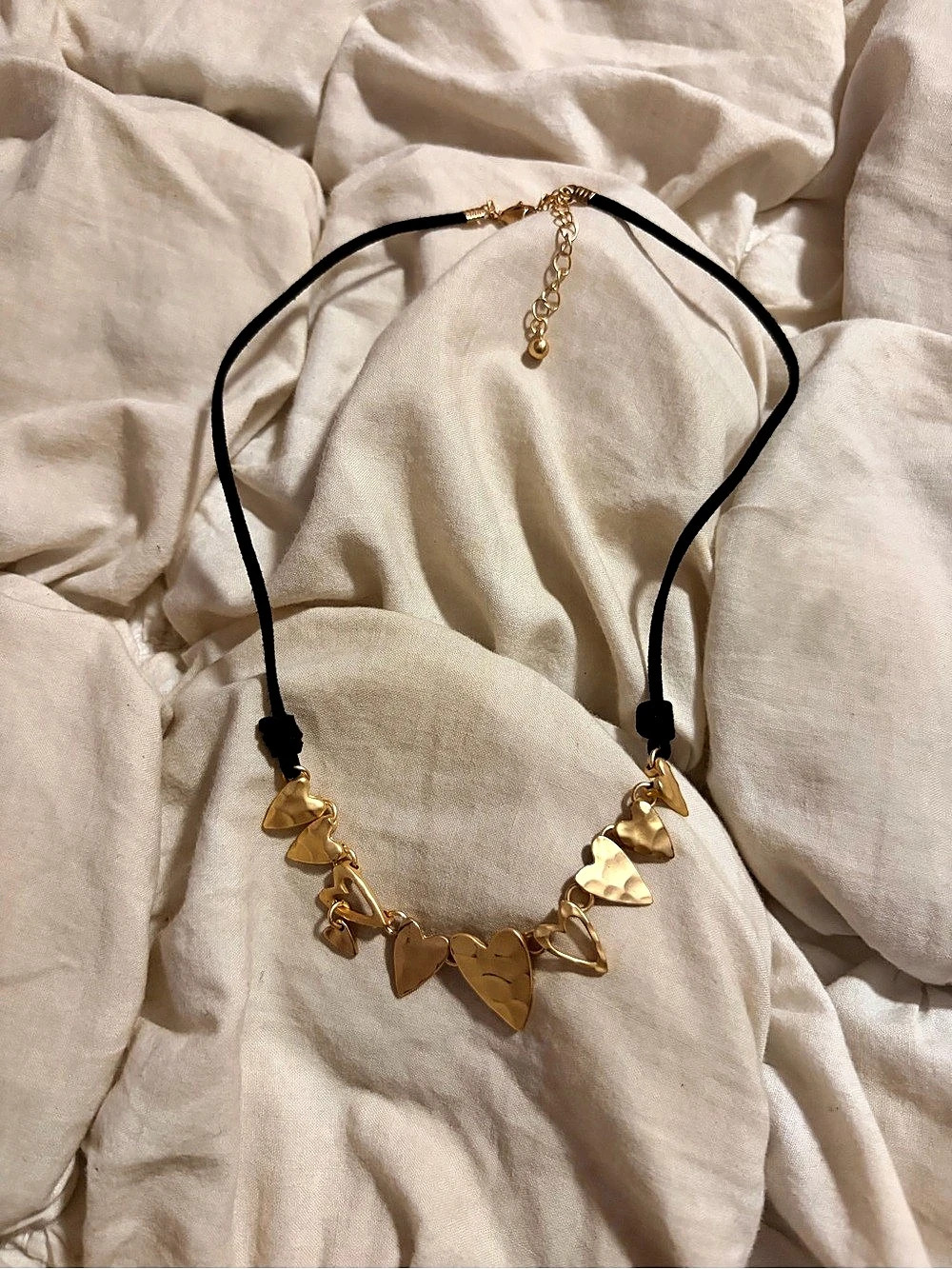 Gold & Black Heart Charm Necklace Like New